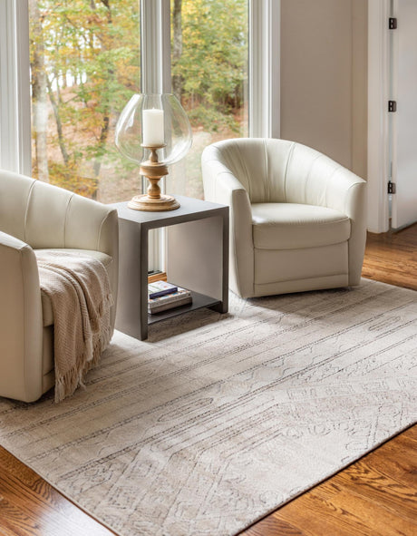 Ivory 9' x 12' Portland Rectangle Area Rug 85% Polypropylene & 15% Polyester Vintage Distressed Traditional Carpet for Home Decor for Sale at Rug Engine