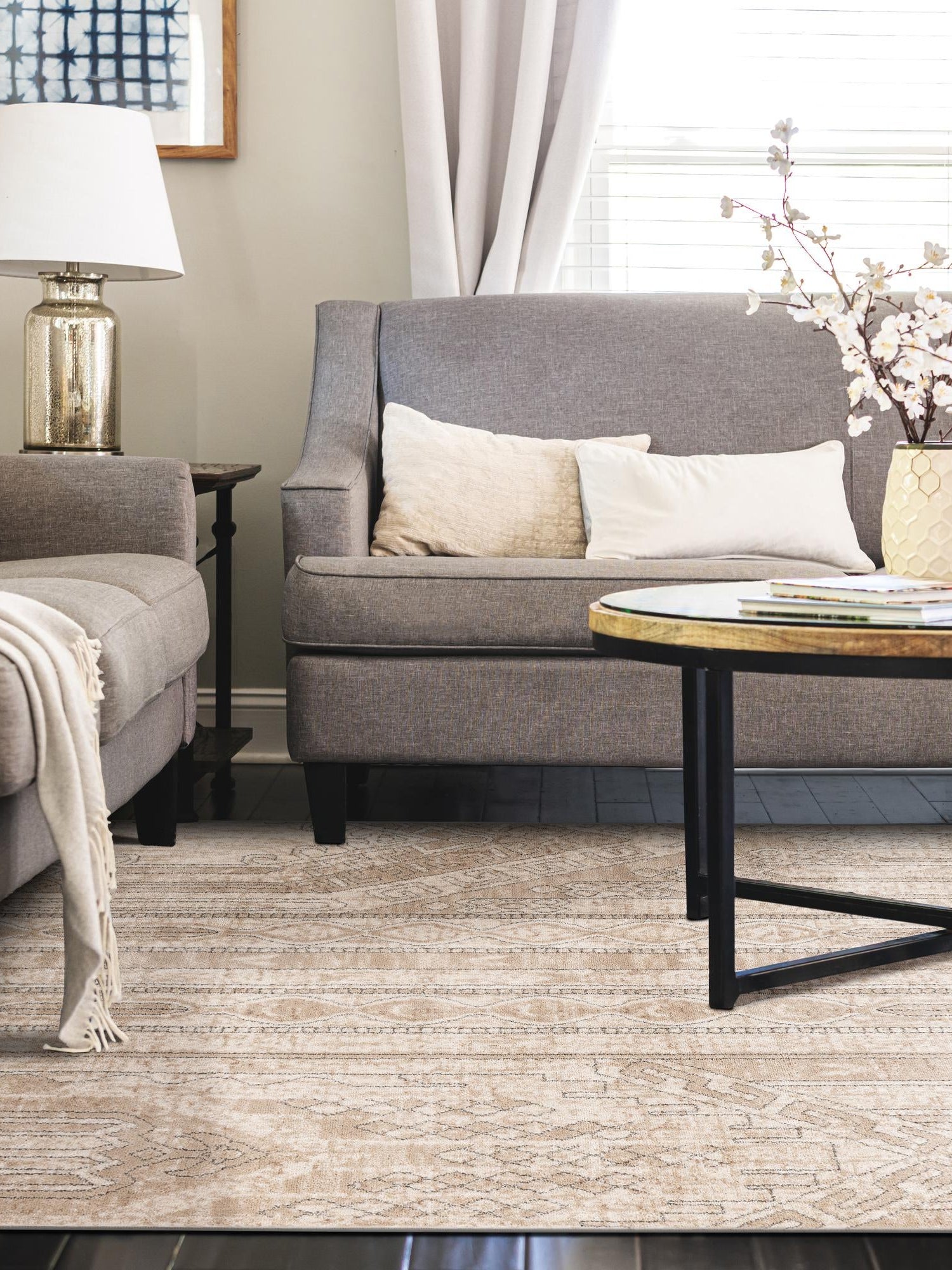 Ivory 10' x 13' 1 Portland Rectangle Area Rug 85% Polypropylene & 15% Polyester Vintage Distressed Traditional Carpet for Home Decor for Sale at Rug Engine