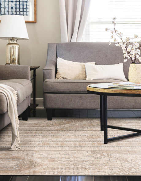 Ivory 10' x 13' 1 Portland Rectangle Area Rug 85% Polypropylene & 15% Polyester Vintage Distressed Traditional Carpet for Home Decor for Sale at Rug Engine