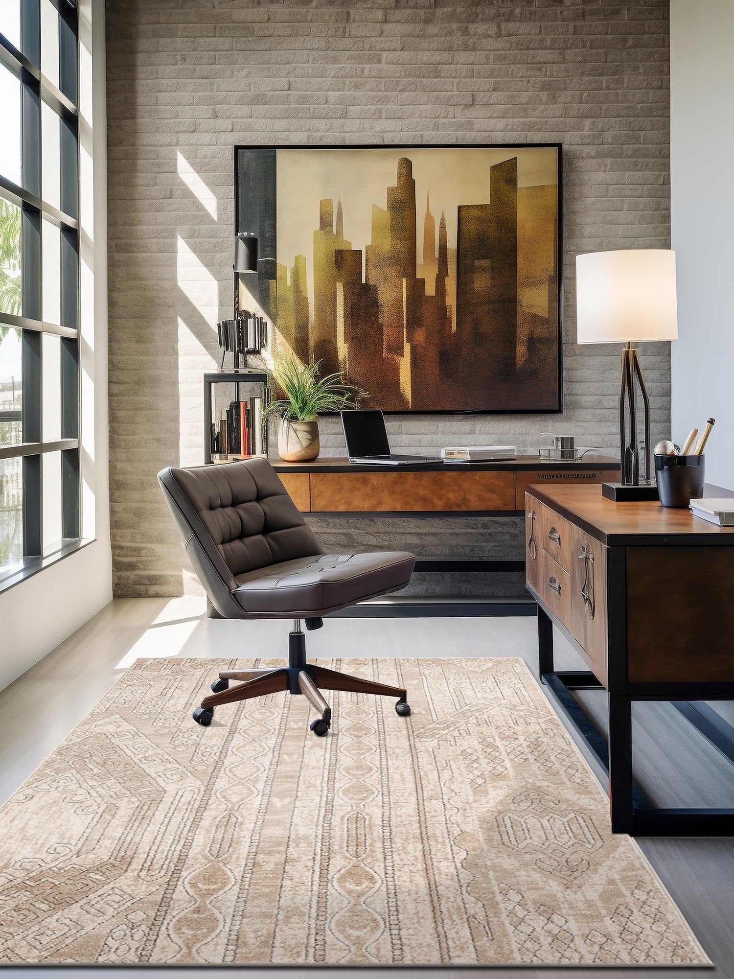Ivory 10' x 13' 1 Portland Rectangle Area Rug 85% Polypropylene & 15% Polyester Vintage Distressed Traditional Carpet for Home Decor for Sale at Rug Engine