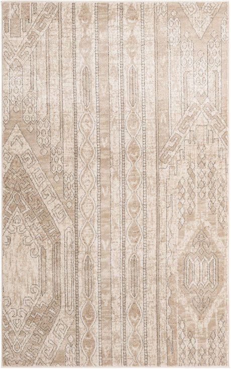 Ivory 5' 3 x 8' Portland Rectangle Area Rug 85% Polypropylene & 15% Polyester Vintage Distressed Traditional Carpet for Home Decor for Sale at Rug Engine