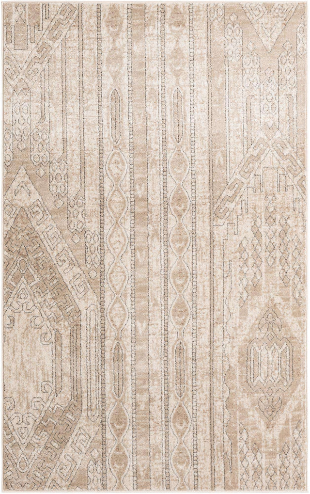 Ivory 5' 3 x 8' Portland Rectangle Area Rug 85% Polypropylene & 15% Polyester Vintage Distressed Traditional Carpet for Home Decor for Sale at Rug Engine