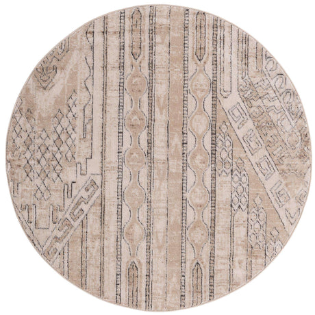 Ivory 5' 3 x 5' 3 Portland Round Area Rug 85% Polypropylene & 15% Polyester Vintage Distressed Traditional Carpet for Home Decor for Sale at Rug Engine