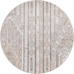 Ivory 3' 1 x 3' 1 Portland Round Area Rug 85% Polypropylene & 15% Polyester Vintage Distressed Traditional Carpet for Home Decor for Sale at Rug Engine