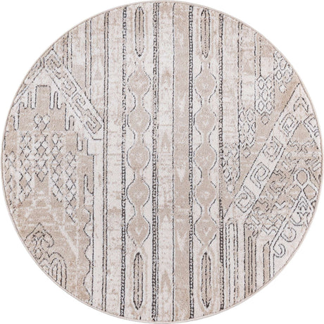 Ivory 3' 1 x 3' 1 Portland Round Area Rug 85% Polypropylene & 15% Polyester Vintage Distressed Traditional Carpet for Home Decor for Sale at Rug Engine