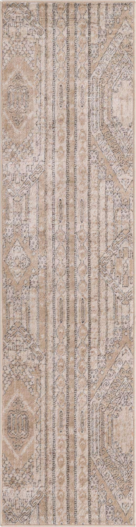 Ivory 2' x 8' Portland Runner Area Rug 85% Polypropylene & 15% Polyester Vintage Distressed Traditional Carpet for Home Decor for Sale at Rug Engine