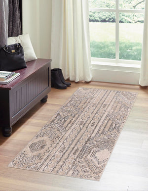 Ivory 2' x 8' Portland Runner Area Rug 85% Polypropylene & 15% Polyester Vintage Distressed Traditional Carpet for Home Decor for Sale at Rug Engine