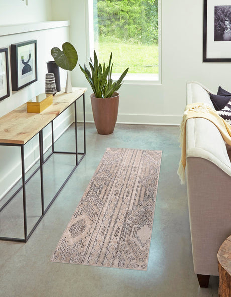 Ivory 2' x 6' 1 Portland Runner Area Rug 85% Polypropylene & 15% Polyester Vintage Distressed Traditional Carpet for Home Decor for Sale at Rug Engine