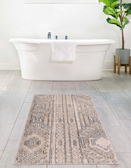 Ivory 2' x 8' Portland Runner Area Rug 85% Polypropylene & 15% Polyester Vintage Distressed Traditional Carpet for Home Decor for Sale at Rug Engine