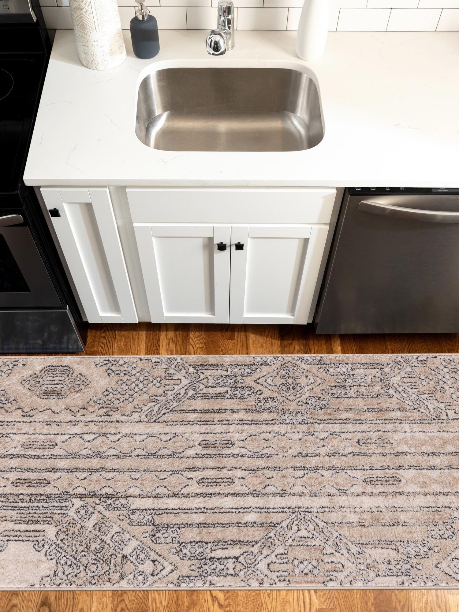 Ivory 2' x 8' Portland Runner Area Rug 85% Polypropylene & 15% Polyester Vintage Distressed Traditional Carpet for Home Decor for Sale at Rug Engine