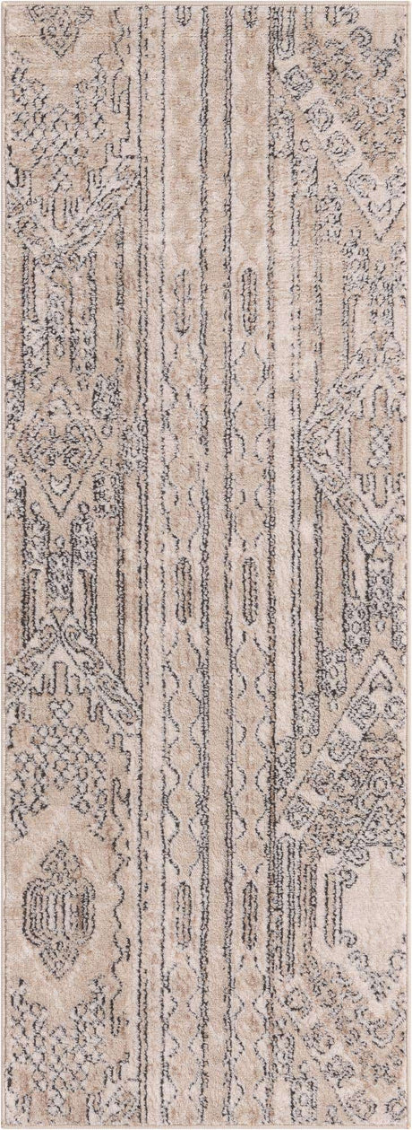 Ivory 2' x 6' 1 Portland Runner Area Rug 85% Polypropylene & 15% Polyester Vintage Distressed Traditional Carpet for Home Decor for Sale at Rug Engine