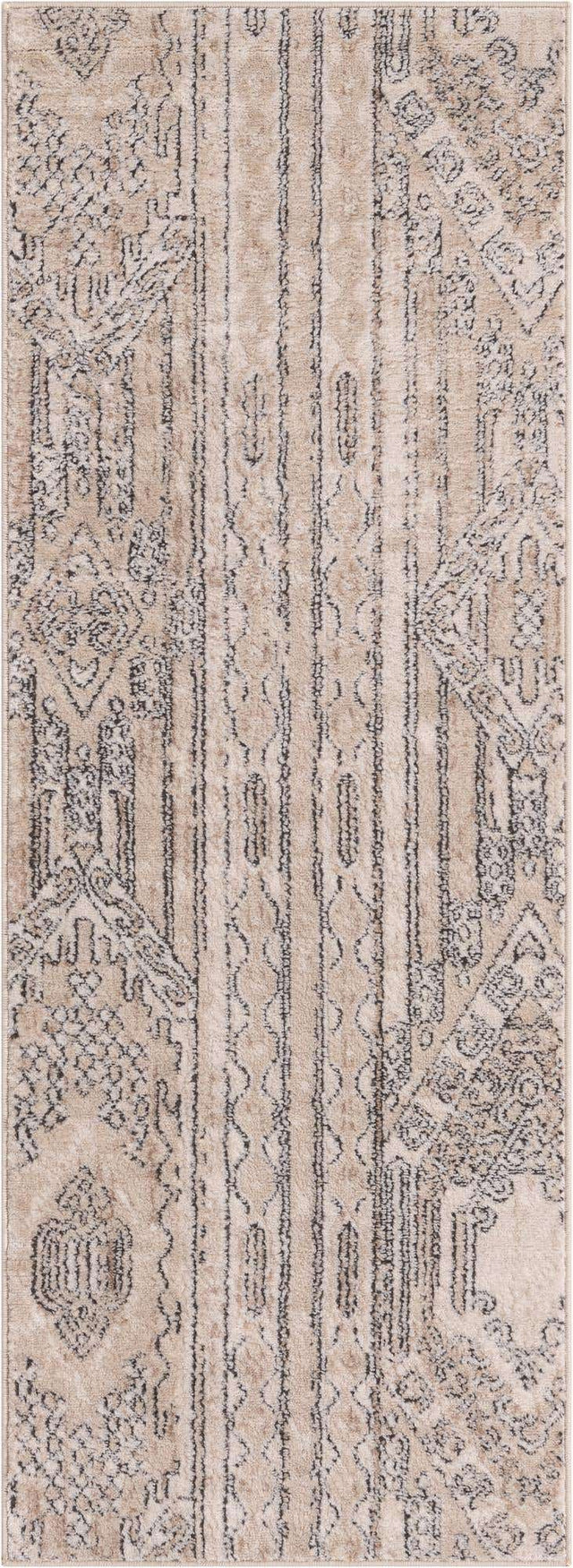 Ivory 2' x 6' 1 Portland Runner Area Rug 85% Polypropylene & 15% Polyester Vintage Distressed Traditional Carpet for Home Decor for Sale at Rug Engine