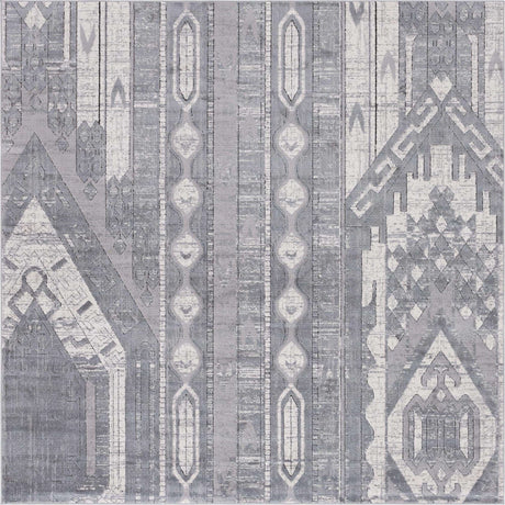 Gray 7' 10 x 7' 10 Portland Square Area Rug 85% Polypropylene & 15% Polyester Vintage Distressed Traditional Carpet for Home Decor for Sale at Rug Engine
