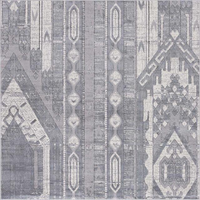 Gray 7' 10 x 7' 10 Portland Square Area Rug 85% Polypropylene & 15% Polyester Vintage Distressed Traditional Carpet for Home Decor for Sale at Rug Engine