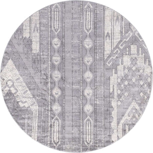 Gray 7' 1 x 7' 1 Portland Round Area Rug 85% Polypropylene & 15% Polyester Vintage Distressed Traditional Carpet for Home Decor for Sale at Rug Engine