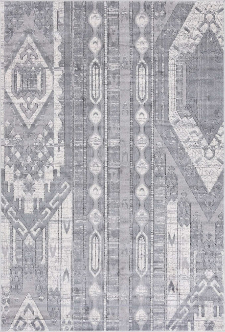 Gray 6' 1 x 9' Portland Rectangle Area Rug 85% Polypropylene & 15% Polyester Vintage Distressed Traditional Carpet for Home Decor for Sale at Rug Engine