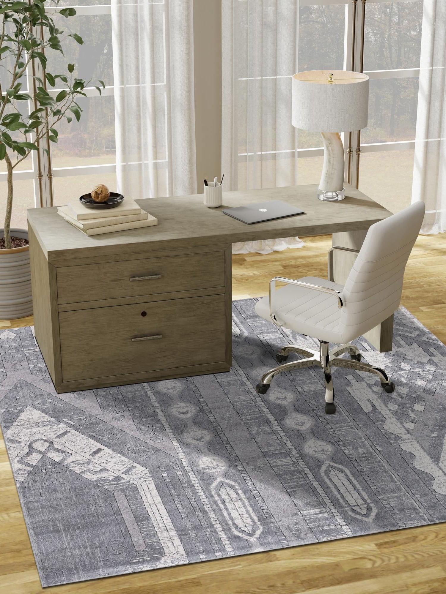 Gray 4' 1 x 4' 1 Portland Square Area Rug 85% Polypropylene & 15% Polyester Vintage Distressed Traditional Carpet for Home Decor for Sale at Rug Engine
