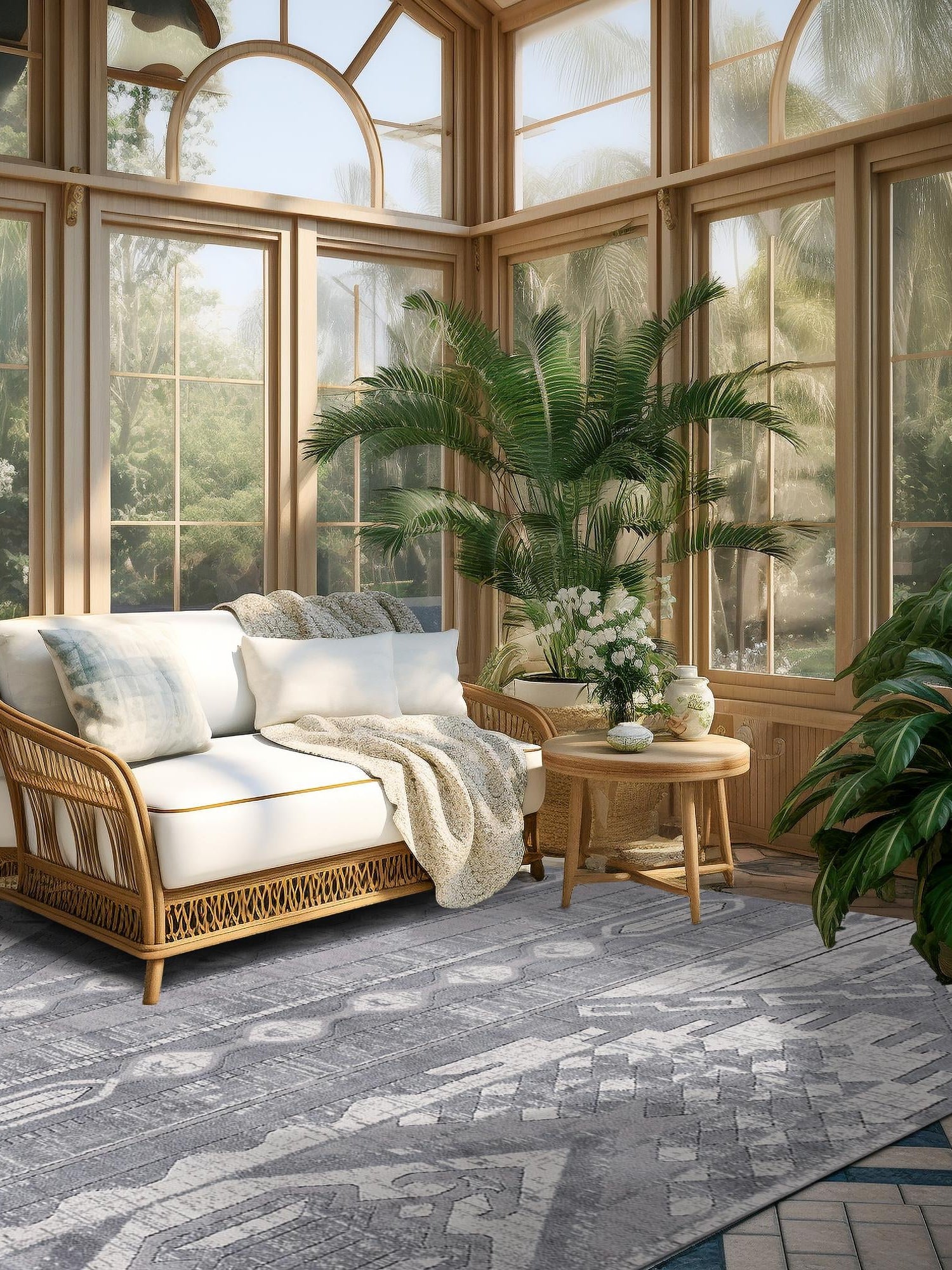 Gray 4' 1 x 4' 1 Portland Square Area Rug 85% Polypropylene & 15% Polyester Vintage Distressed Traditional Carpet for Home Decor for Sale at Rug Engine