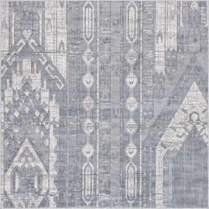 Gray 6' 1 x 6' 1 Portland Square Area Rug 85% Polypropylene & 15% Polyester Vintage Distressed Traditional Carpet for Home Decor for Sale at Rug Engine