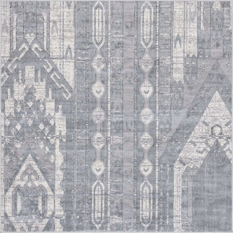 Gray 6' 1 x 6' 1 Portland Square Area Rug 85% Polypropylene & 15% Polyester Vintage Distressed Traditional Carpet for Home Decor for Sale at Rug Engine