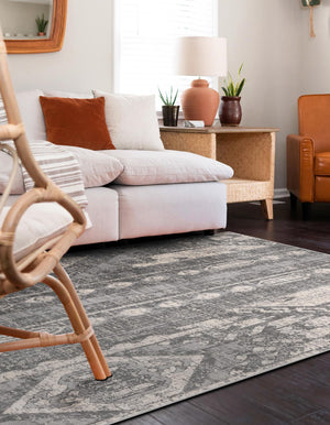 Gray 7' 1 x 10' Portland Rectangle Area Rug 85% Polypropylene & 15% Polyester Vintage Distressed Traditional Carpet for Home Decor for Sale at Rug Engine