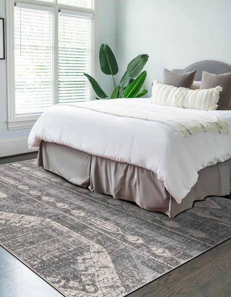 Gray 10' x 14' 1 Portland Rectangle Area Rug 85% Polypropylene & 15% Polyester Vintage Distressed Traditional Carpet for Home Decor for Sale at Rug Engine