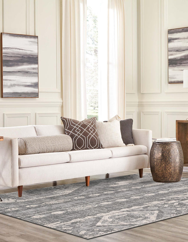 Gray 10' x 14' 1 Portland Rectangle Area Rug 85% Polypropylene & 15% Polyester Vintage Distressed Traditional Carpet for Home Decor for Sale at Rug Engine