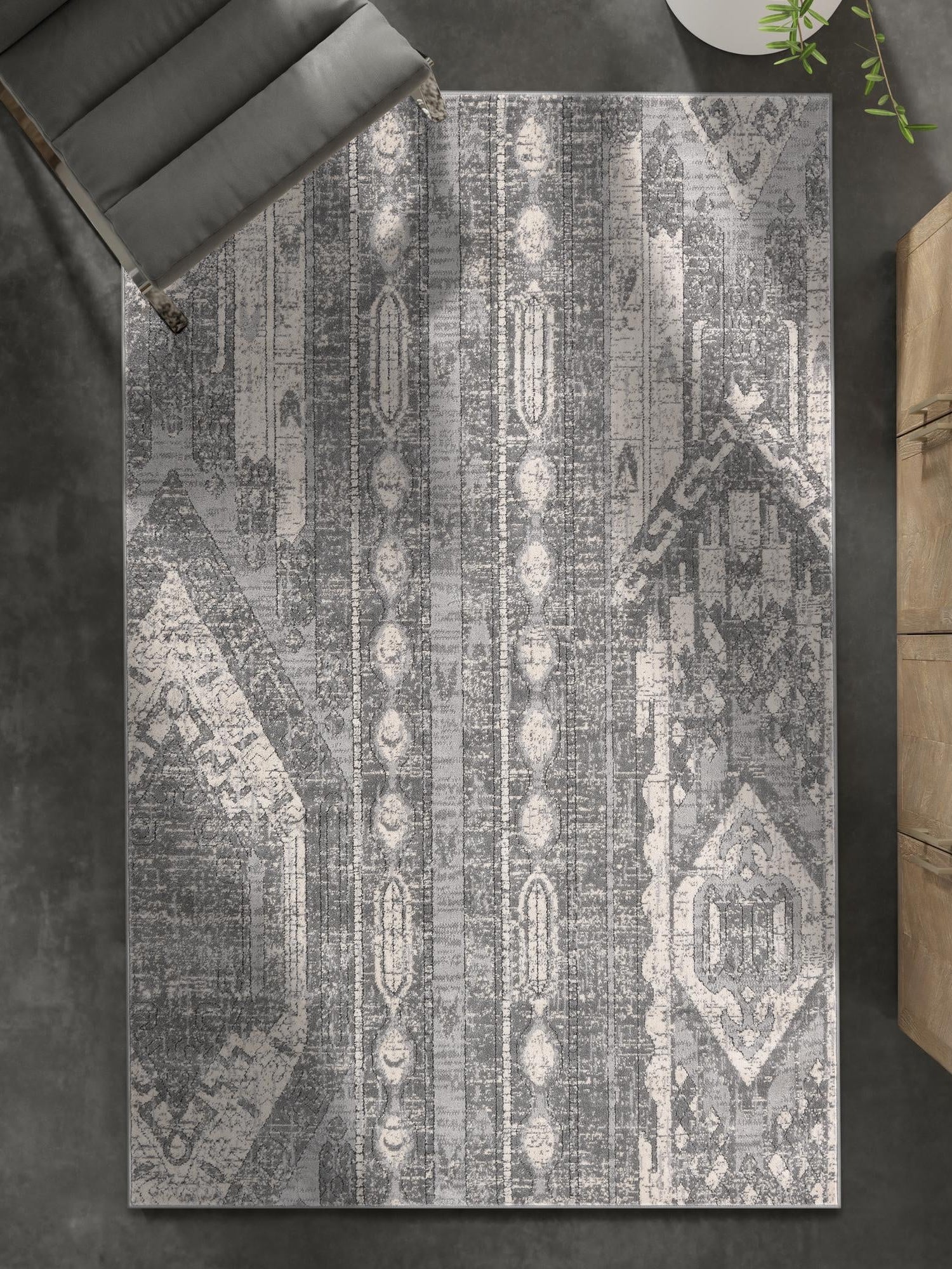 Gray 10' x 14' 1 Portland Rectangle Area Rug 85% Polypropylene & 15% Polyester Vintage Distressed Traditional Carpet for Home Decor for Sale at Rug Engine