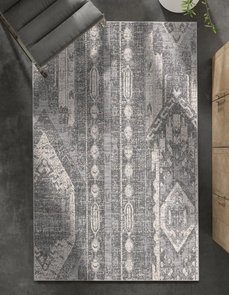 Gray 2' 2 x 3' 1 Portland Rectangle Area Rug 85% Polypropylene & 15% Polyester Vintage Distressed Traditional Carpet for Home Decor for Sale at Rug Engine