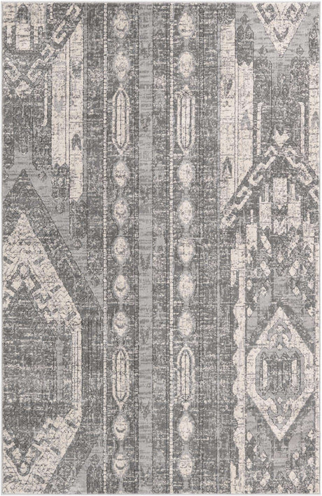 Gray 5' 3 x 8' Portland Rectangle Area Rug 85% Polypropylene & 15% Polyester Vintage Distressed Traditional Carpet for Home Decor for Sale at Rug Engine