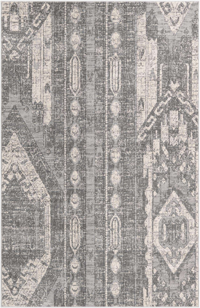 Gray 5' 3 x 8' Portland Rectangle Area Rug 85% Polypropylene & 15% Polyester Vintage Distressed Traditional Carpet for Home Decor for Sale at Rug Engine