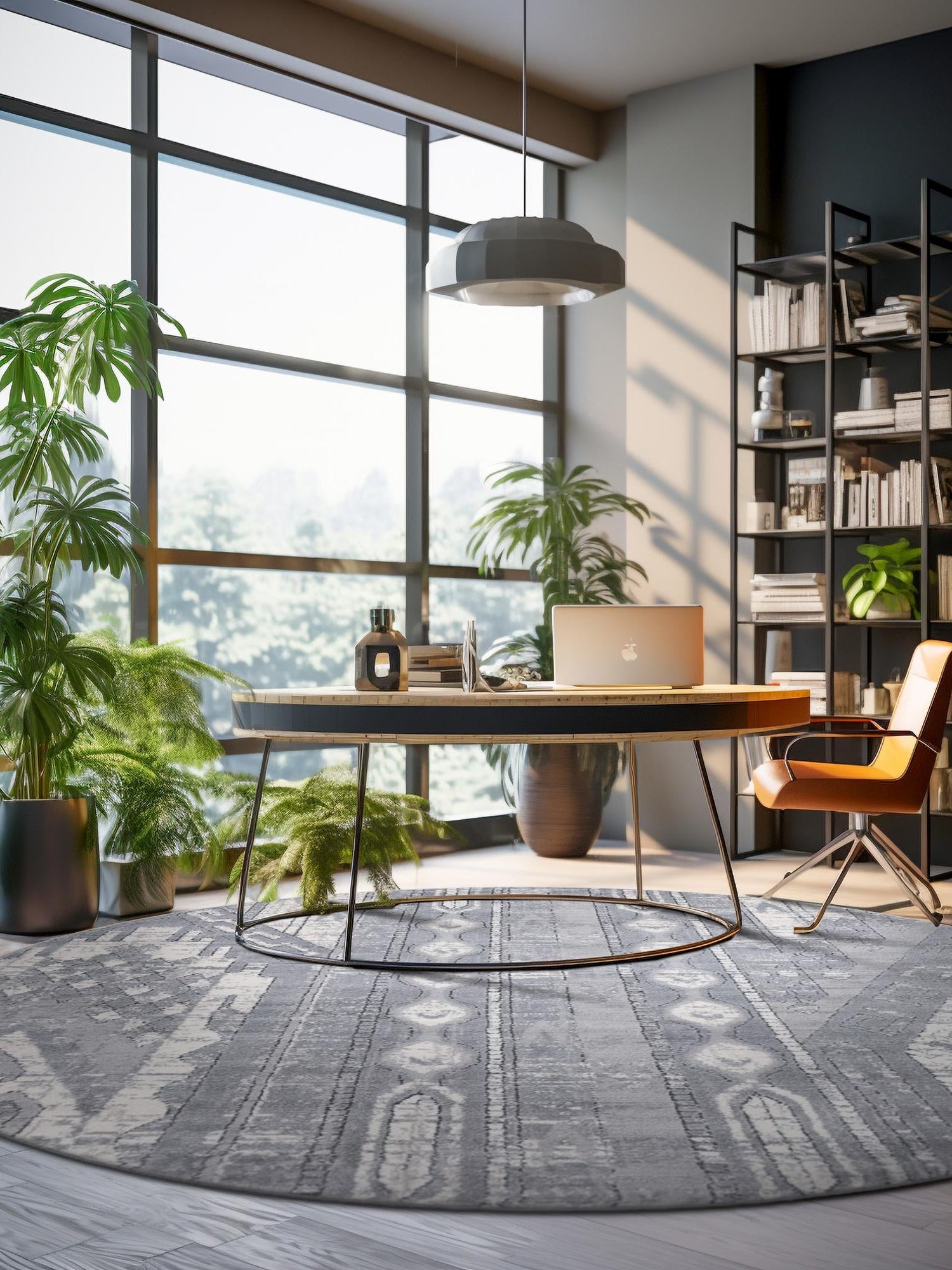 Gray 3' 1 x 3' 1 Portland Round Area Rug 85% Polypropylene & 15% Polyester Vintage Distressed Traditional Carpet for Home Decor for Sale at Rug Engine