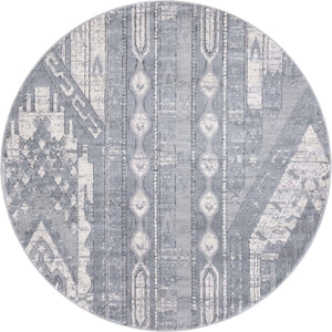 Gray 5' 3 x 5' 3 Portland Round Area Rug 85% Polypropylene & 15% Polyester Vintage Distressed Traditional Carpet for Home Decor for Sale at Rug Engine