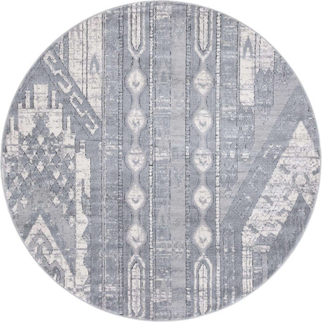 Gray 5' 3 x 5' 3 Portland Round Area Rug 85% Polypropylene & 15% Polyester Vintage Distressed Traditional Carpet for Home Decor for Sale at Rug Engine