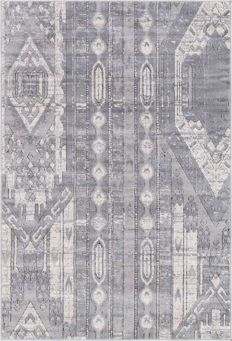 Gray 4' 1 x 6' 1 Portland Rectangle Area Rug 85% Polypropylene & 15% Polyester Vintage Distressed Traditional Carpet for Home Decor for Sale at Rug Engine