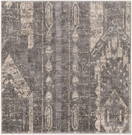 Gray 4' 1 x 4' 1 Portland Square Area Rug 85% Polypropylene & 15% Polyester Vintage Distressed Traditional Carpet for Home Decor for Sale at Rug Engine