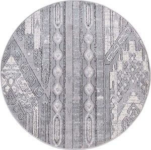 Gray 3' 1 x 3' 1 Portland Round Area Rug 85% Polypropylene & 15% Polyester Vintage Distressed Traditional Carpet for Home Decor for Sale at Rug Engine
