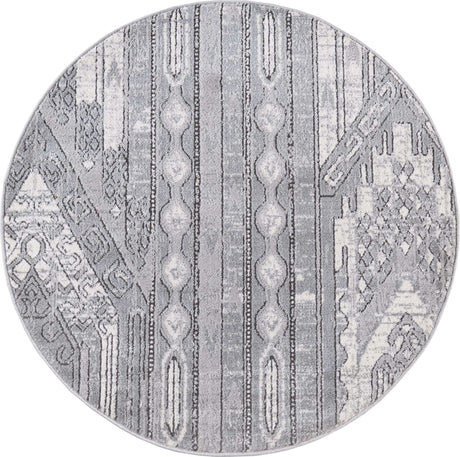 Gray 3' 1 x 3' 1 Portland Round Area Rug 85% Polypropylene & 15% Polyester Vintage Distressed Traditional Carpet for Home Decor for Sale at Rug Engine