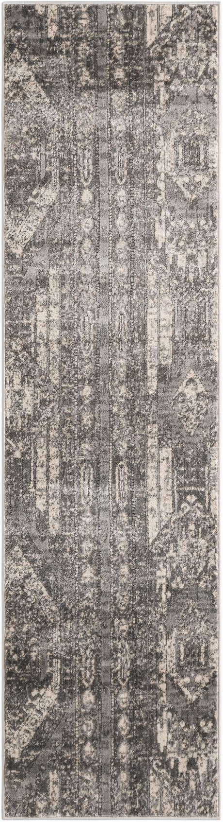 Gray 2' x 8' Portland Runner Area Rug 85% Polypropylene & 15% Polyester Vintage Distressed Traditional Carpet for Home Decor for Sale at Rug Engine