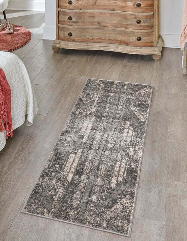 Gray 2' x 6' 1 Portland Runner Area Rug 85% Polypropylene & 15% Polyester Vintage Distressed Traditional Carpet for Home Decor for Sale at Rug Engine