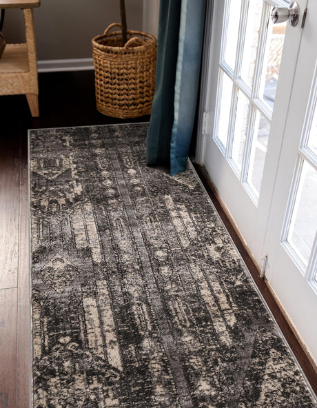 Gray 2' x 6' 1 Portland Runner Area Rug 85% Polypropylene & 15% Polyester Vintage Distressed Traditional Carpet for Home Decor for Sale at Rug Engine