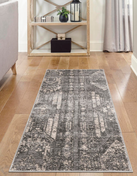 Gray 2' x 6' 1 Portland Runner Area Rug 85% Polypropylene & 15% Polyester Vintage Distressed Traditional Carpet for Home Decor for Sale at Rug Engine
