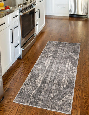 Gray 2' x 6' 1 Portland Runner Area Rug 85% Polypropylene & 15% Polyester Vintage Distressed Traditional Carpet for Home Decor for Sale at Rug Engine