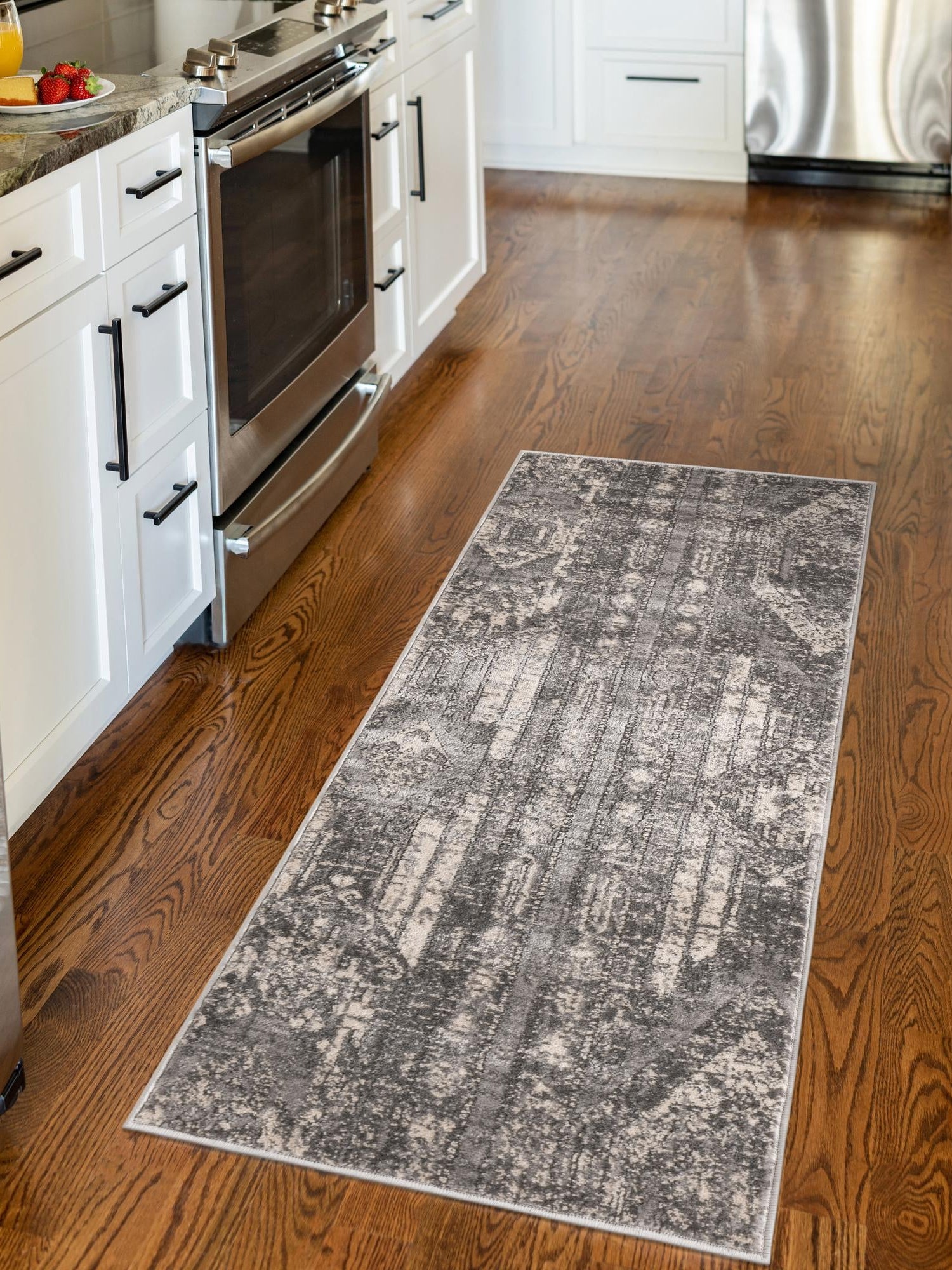 Gray 2' x 8' Portland Runner Area Rug 85% Polypropylene & 15% Polyester Vintage Distressed Traditional Carpet for Home Decor for Sale at Rug Engine