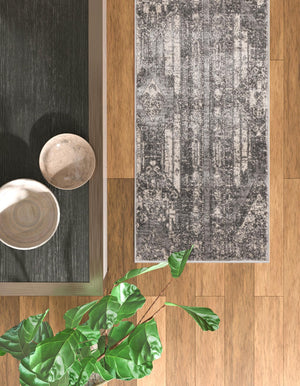 Gray 2' 2 x 12' Portland Runner Area Rug 85% Polypropylene & 15% Polyester Vintage Distressed Traditional Carpet for Home Decor for Sale at Rug Engine