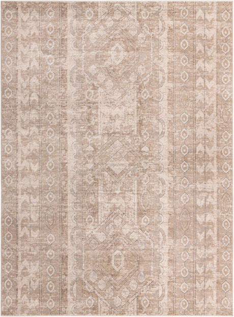 Ivory 9' x 12' Portland Rectangle Area Rug 85% Polypropylene & 15% Polyester Vintage Distressed Traditional Carpet for Home Decor for Sale at Rug Engine