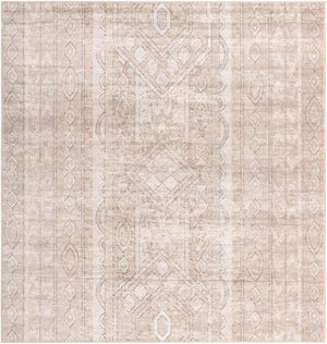 Ivory 7' 10 x 7' 10 Portland Square Area Rug 85% Polypropylene & 15% Polyester Vintage Distressed Traditional Carpet for Home Decor for Sale at Rug Engine