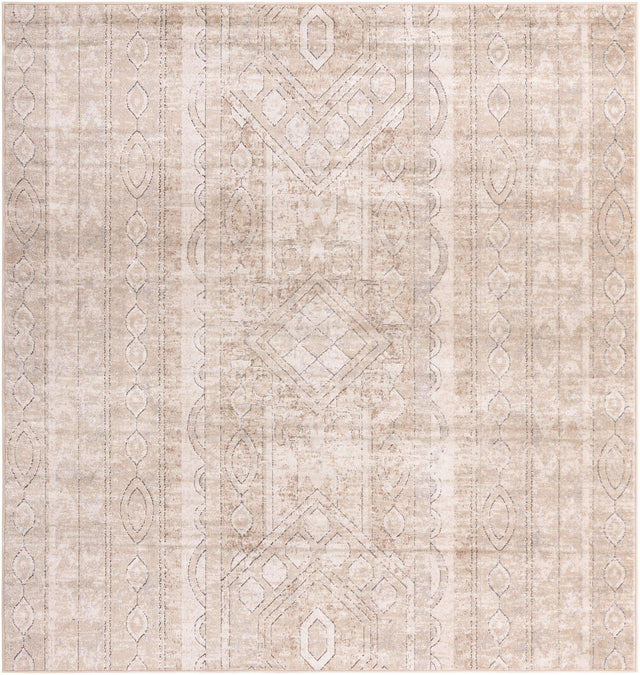Ivory 7' 10 x 7' 10 Portland Square Area Rug 85% Polypropylene & 15% Polyester Vintage Distressed Traditional Carpet for Home Decor for Sale at Rug Engine