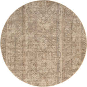 Ivory 7' 1 x 7' 1 Portland Round Area Rug 85% Polypropylene & 15% Polyester Vintage Distressed Traditional Carpet for Home Decor for Sale at Rug Engine