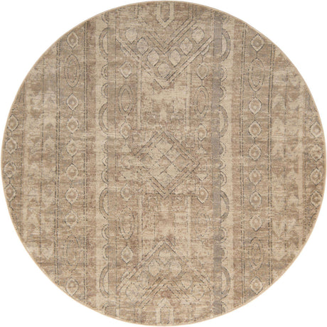 Ivory 7' 1 x 7' 1 Portland Round Area Rug 85% Polypropylene & 15% Polyester Vintage Distressed Traditional Carpet for Home Decor for Sale at Rug Engine